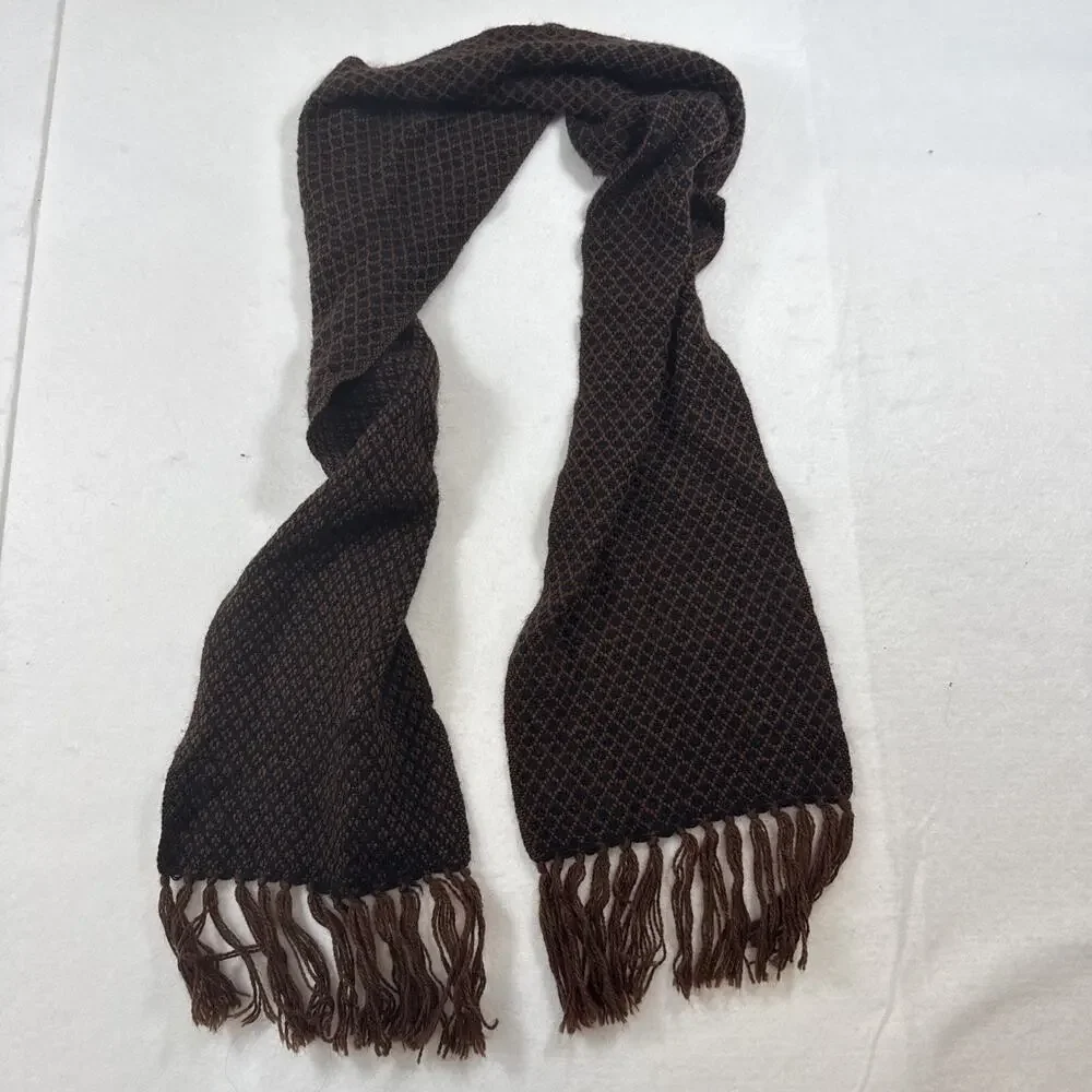 Cuno Alpaca Scarf Chocolate Brown Fringe 9